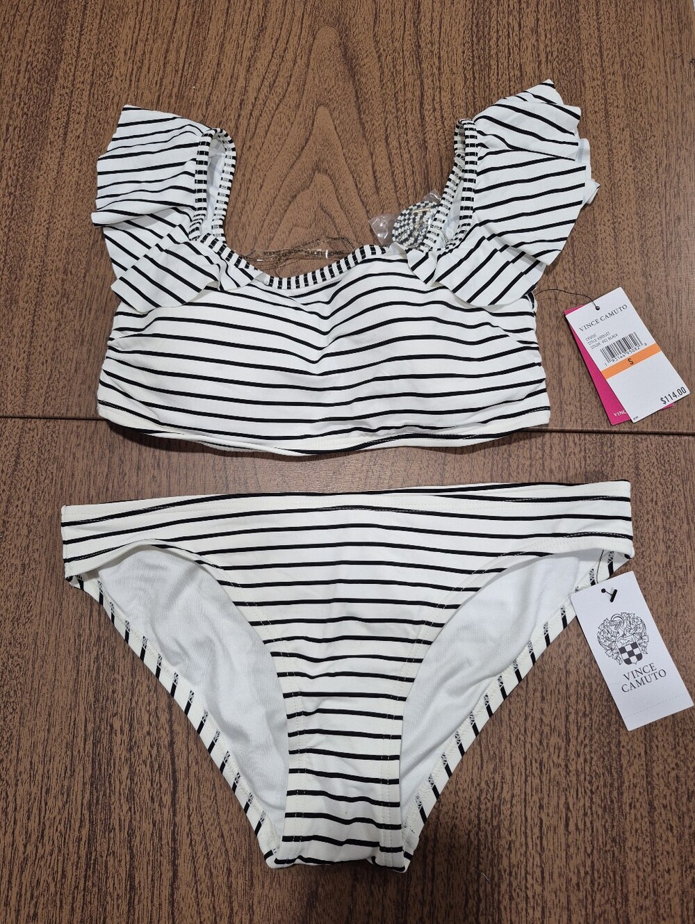 NWT Vince Camuto Cruise 2 Piece Striped Swimsuit - Picture 1 of 14
